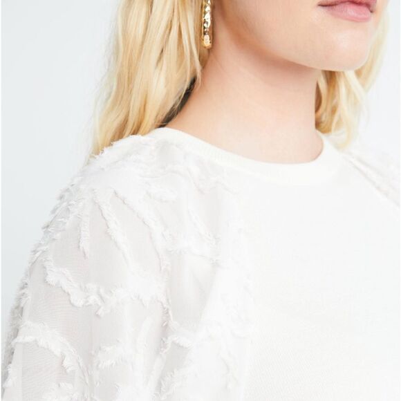 NWT Tanya Taylor Elona Wool Knit Top in Chalk Medium - Picture 3 of 14